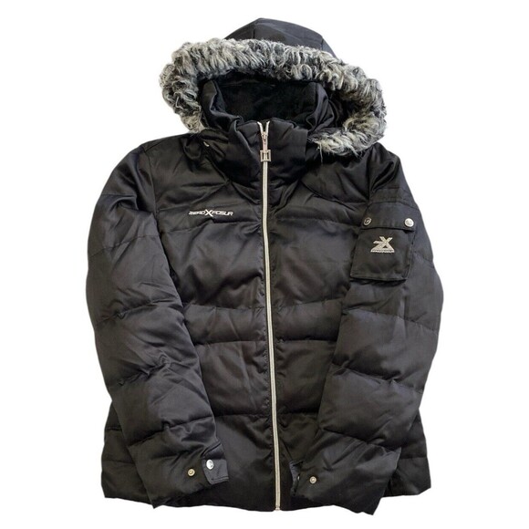 ZeroXposur Women's Puffer Jacket Black Faux-Fur Hood Ski Coat Size Med - Picture 3 of 15